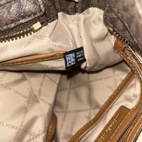 Michael Kors Jet Set Brown Signature Coated Canvas Crossbody Bag Do0425wxde - Picture 6 of 6